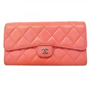 CHANEL Pink Lambskin Leather Wallet